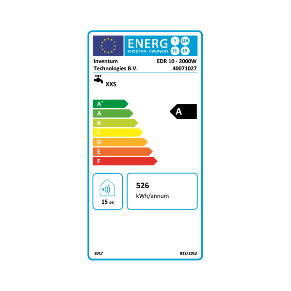 Energielabel van een edr 10 hotfill