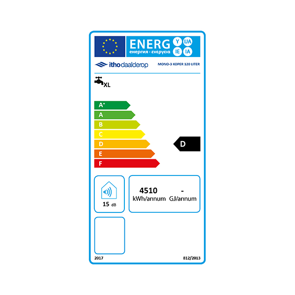 energielabel van Itho daalderop elektrische boiler 3 fase