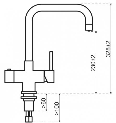 selsiuz-kraan-gun-metal-zwart-haaks-single-boiler-tekening