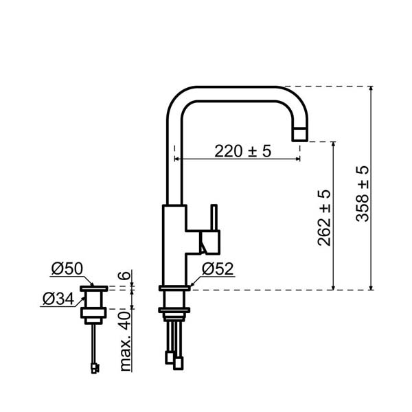 selsiuz-kraan-rvs-inox-push-haaks-titanium-single-boiler-tekening