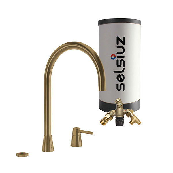 Selsiuz osiris cone counter 3 in 1 kraan gold met combi extra boiler