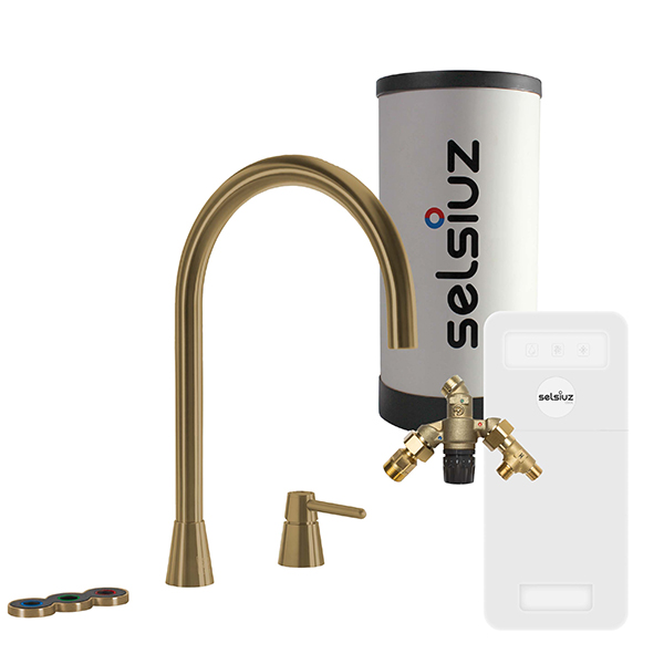 Selsiuz osiris cone 5 in 1 gouden kokend water kraan met cooler boiler