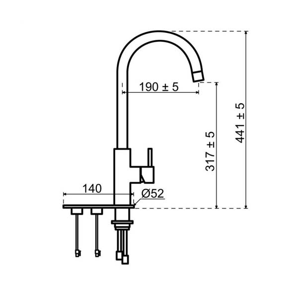 selsiuz-cool-4-in-1-kraan-rond-copper-koper-met-cooler-tekening