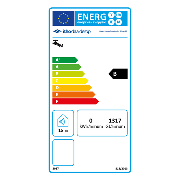 Energielabel van een Smart upp boiler 60 liter