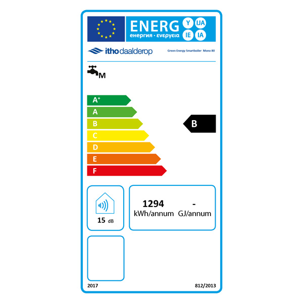 Energielabel van een Smart upp 80 liter boiler mono