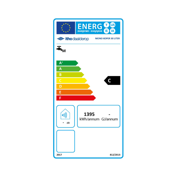 Energielabel elektrische boiler 30 liter Mono