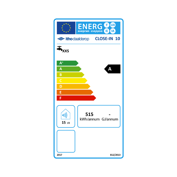 Energielabel close in 10 liter boiler